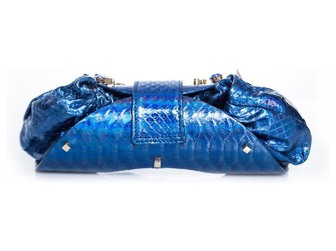 Autre Marque Maison Du Posh, Custodia in pelle di serpente blu - vista 2