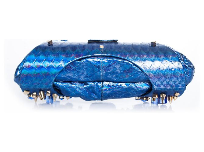 Autre Marque Maison Du Posh, Custodia in pelle di serpente blu - vista 3