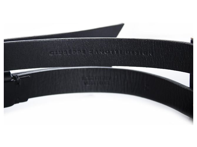 Giuseppe Zanotti, Black adjustable leather body belt with gold hardware in size S. Golden - view 9