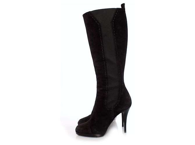 YVES SAINT LAURENT, Botas de ante negro. - vista 2