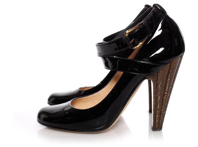 Giuseppe Zanotti, Schwarze Lackpumps mit bronzefarbenem Absatz 39. - Ansicht 2