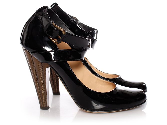 Giuseppe Zanotti, Schwarze Lackpumps mit bronzefarbenem Absatz 39. - Ansicht 5