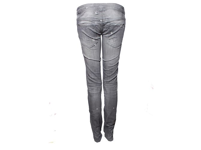 Dsquared2, Vaqueros grises con marcas de pintura., pequeños desgarros y cremalleras en talla IT40/XS. - vista 2