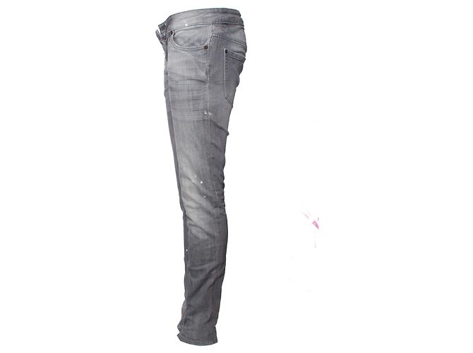 Dsquared2, Vaqueros grises con marcas de pintura., pequeños desgarros y cremalleras en talla IT40/XS. - vista 3
