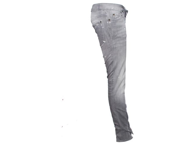 Dsquared2, Vaqueros grises con marcas de pintura., pequeños desgarros y cremalleras en talla IT40/XS. - vista 4