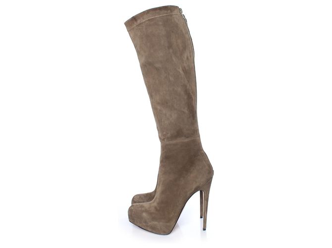 Brian Atwood, Kaki suede boots - view 2