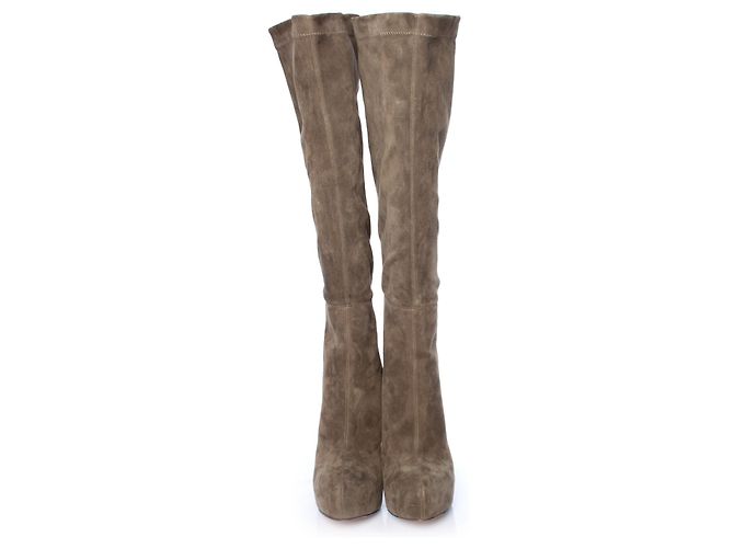 Brian Atwood, Kaki suede boots - view 4