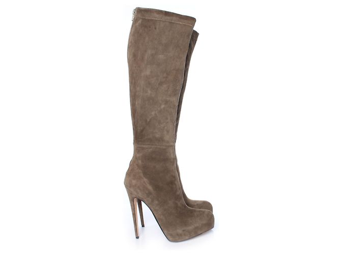 Brian Atwood, Kaki suede boots - view 5