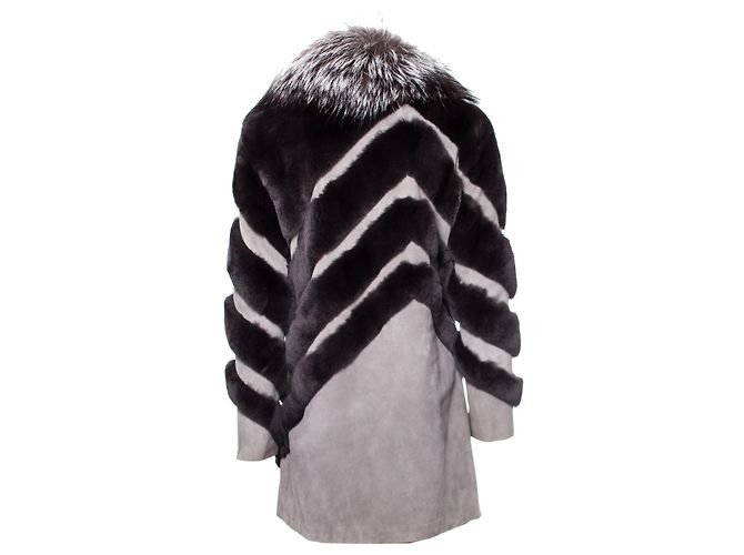 Autre Marque Alto hippie, Abrigo de piel asimétrico. Gris - vista 2