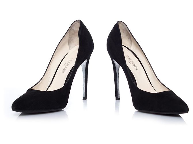 balmain, pumps in camoscio nero. - vista 3