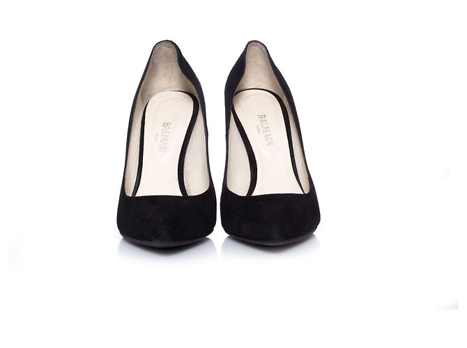 balmain, pumps in camoscio nero. - vista 4