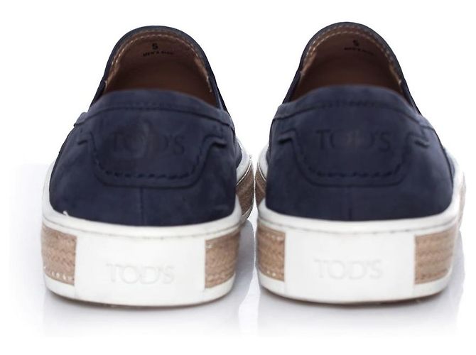 Tod's Tods, Sneakers slip on tipo espadrillas in pelle scamosciata. Blu - vista 3