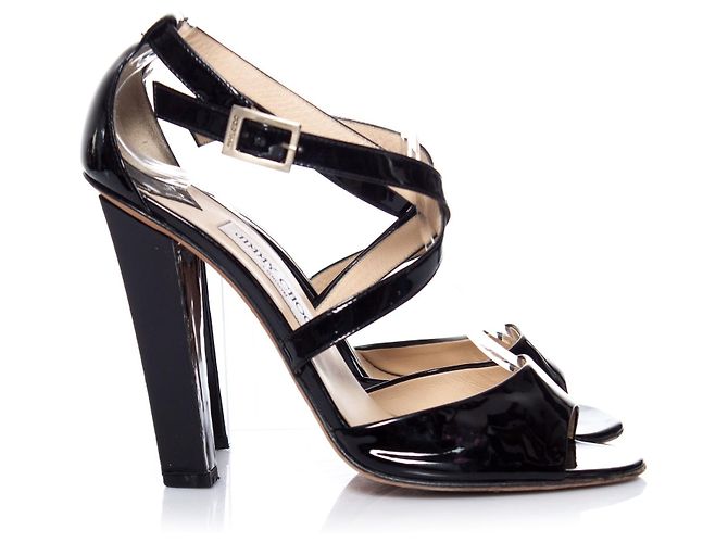 Jimmy Choo, Sandali con cinturino in vernice nera. Nero - vista 6