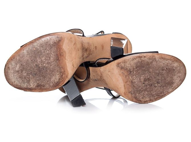 Jimmy Choo, Sandali con cinturino in vernice nera. Nero - vista 7