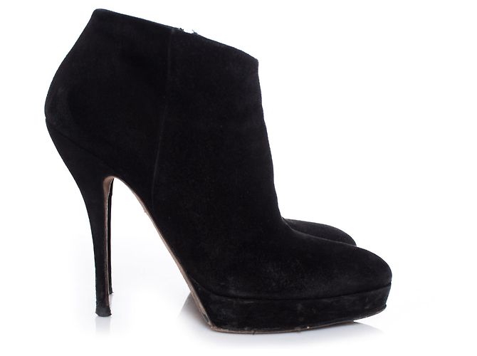 Gucci, Botines plataforma ante negro. - vista 4