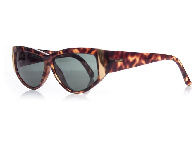 Gianni Versace, Tortoise Shell Rectangular Sunglasses. Brown - view 2