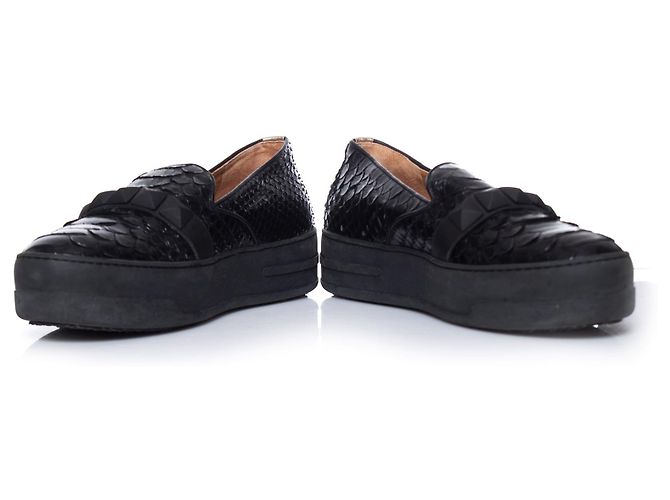 Autre Marque Philou, Schwarze Slip-On-Sneaker aus Pythonleder. - Ansicht 3