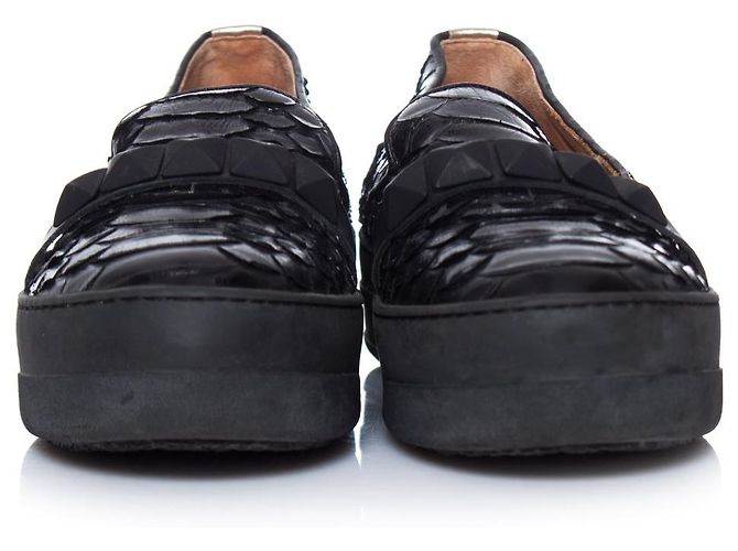 Autre Marque Philou, Schwarze Slip-On-Sneaker aus Pythonleder. - Ansicht 4