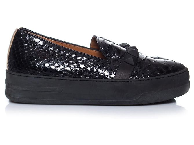 Autre Marque Philou, Schwarze Slip-On-Sneaker aus Pythonleder. - Ansicht 5