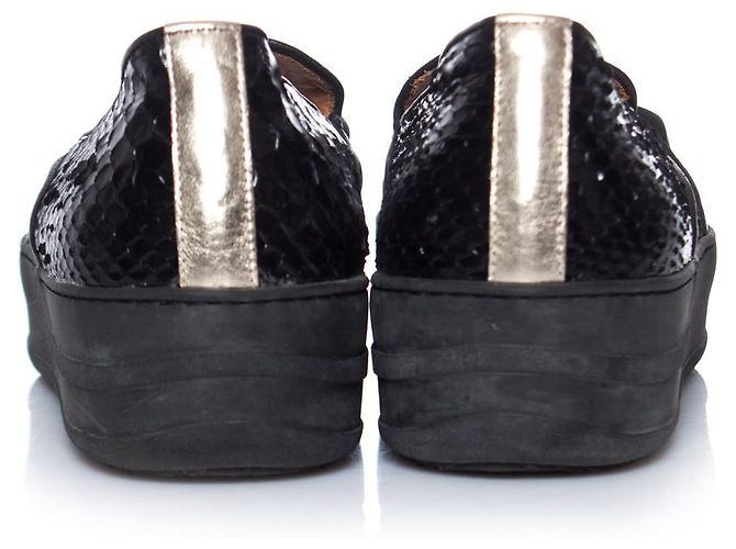 Autre Marque Philou, Schwarze Slip-On-Sneaker aus Pythonleder. - Ansicht 6