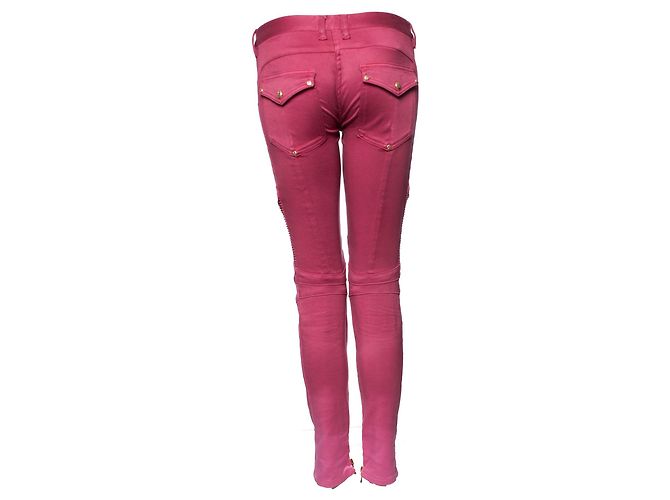 Balmain Balmaın, Rosa Bikerjeans mit Farbverlauf. Pink - Ansicht 2