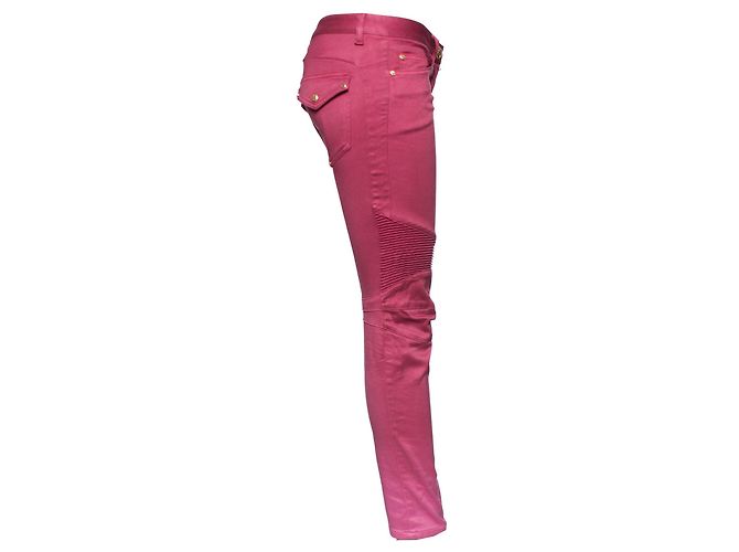 Balmain Balmaın, Rosa Bikerjeans mit Farbverlauf. Pink - Ansicht 3