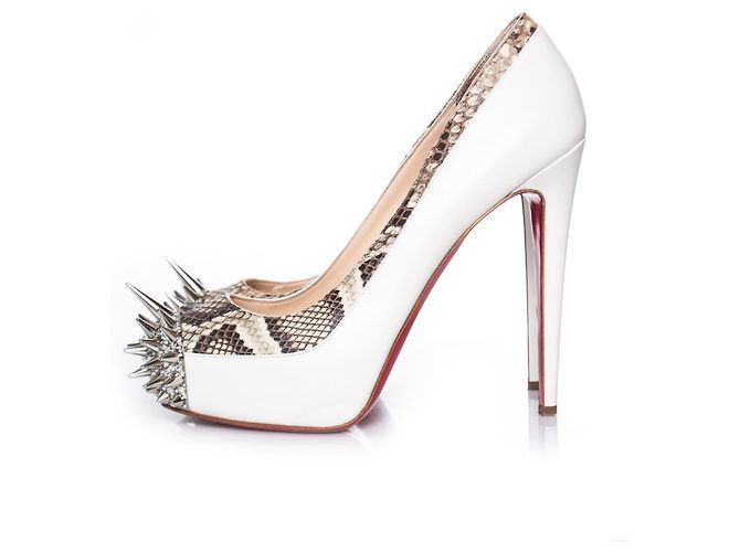 Christian Louboutin, Décolleté a spillo con plateau bianche Bianco - vista 2