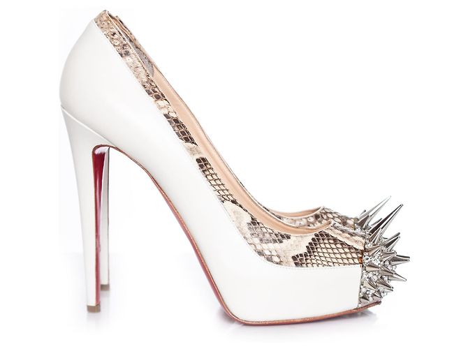 Christian Louboutin, Décolleté a spillo con plateau bianche Bianco - vista 4