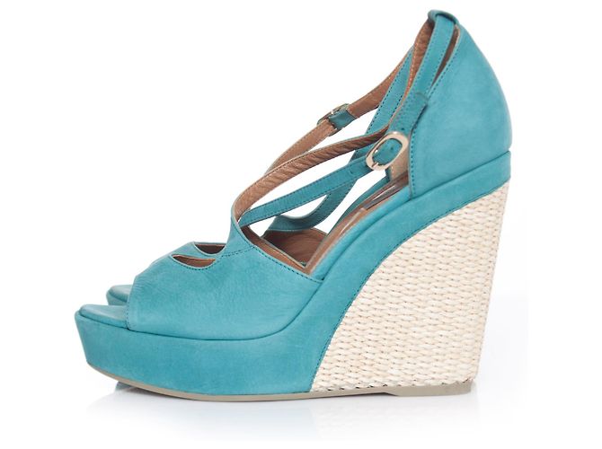 Gaspard Yurkievich Vic, Sandali espadrillas in pelle turchese. Blu Verde - vista 2