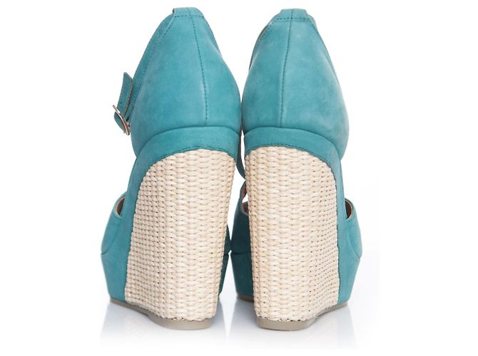 Gaspard Yurkievich Vic, Sandali espadrillas in pelle turchese. Blu Verde - vista 3