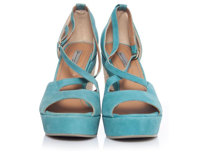 Gaspard Yurkievich Vic, Sandali espadrillas in pelle turchese. Blu Verde - vista 4