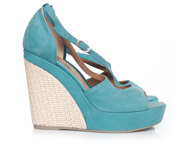 Gaspard Yurkievich Vic, Sandali espadrillas in pelle turchese. Blu Verde - vista 5