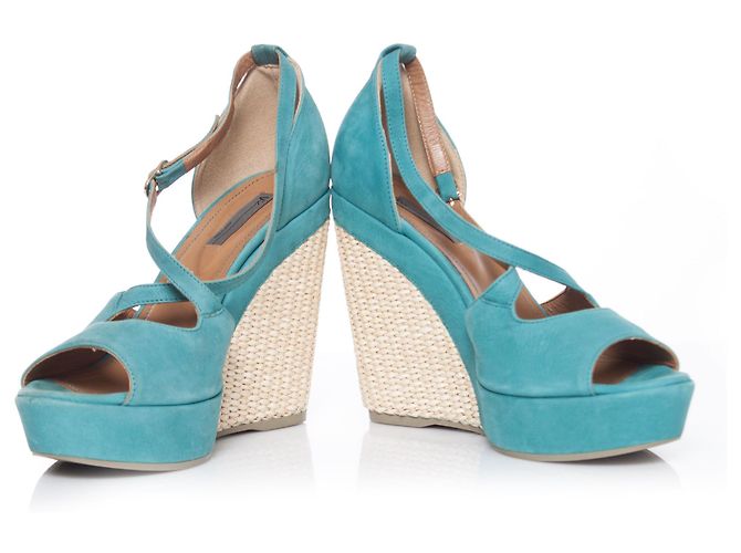 Gaspard Yurkievich Vic, Sandali espadrillas in pelle turchese. Blu Verde - vista 6