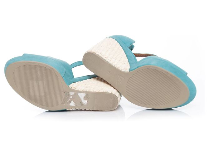 Gaspard Yurkievich Vic, Sandali espadrillas in pelle turchese. Blu Verde - vista 7
