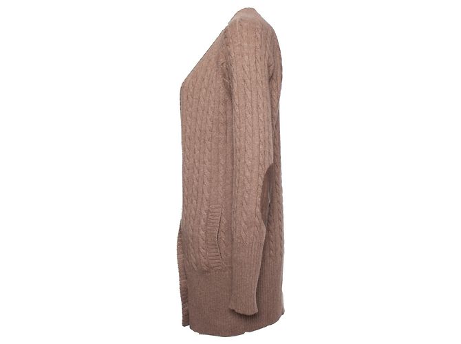 Brunello Cucinelli, Strickjacke aus Kaschmir mit Zopfmuster in Kamel. Braun - Ansicht 2