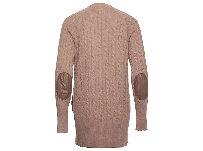 Brunello Cucinelli, Strickjacke aus Kaschmir mit Zopfmuster in Kamel. Braun - Ansicht 3
