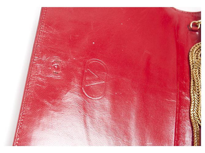 Valentino, Borsa a tracolla vintage in pelle rossa lucida Rosso - vista 9
