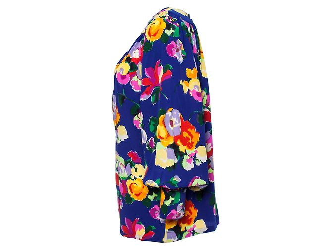 Autre Marque Ungaro, Blusa de seda azul con estampado floral.. Multicolor - vista 3