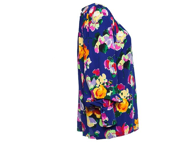 Autre Marque Ungaro, Blusa de seda azul con estampado floral.. Multicolor - vista 4