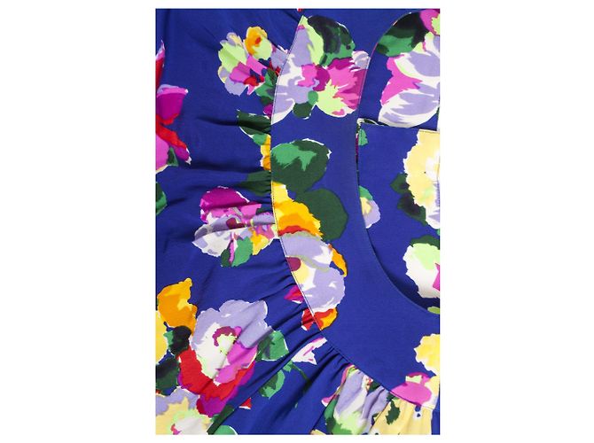 Autre Marque Ungaro, Blusa de seda azul con estampado floral.. Multicolor - vista 5