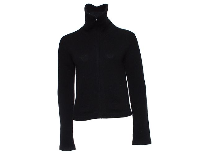 Yohji Yamamoto, Wollweste mit extra hohem Kragen. Schwarz - Ansicht 2
