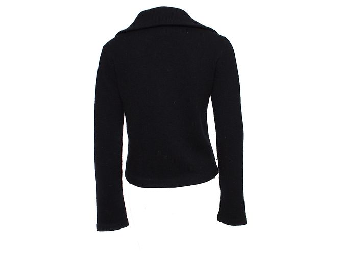 Yohji Yamamoto, Wollweste mit extra hohem Kragen. Schwarz - Ansicht 3