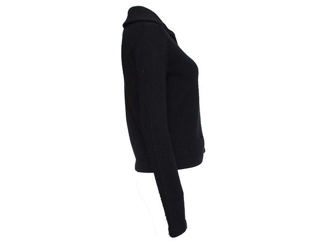 Yohji Yamamoto, Wollweste mit extra hohem Kragen. Schwarz - Ansicht 6