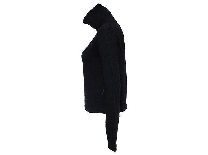 Yohji Yamamoto, Wollweste mit extra hohem Kragen. Schwarz - Ansicht 8