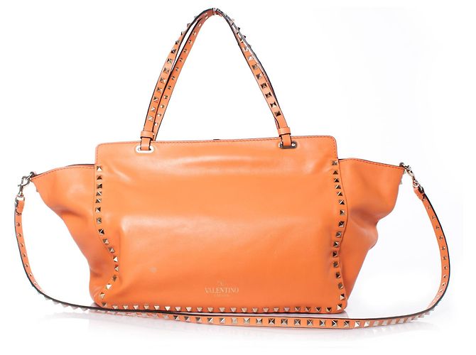 Valentino Garavani, Borsa tote Rockstud Trapeze arancione. - vista 2