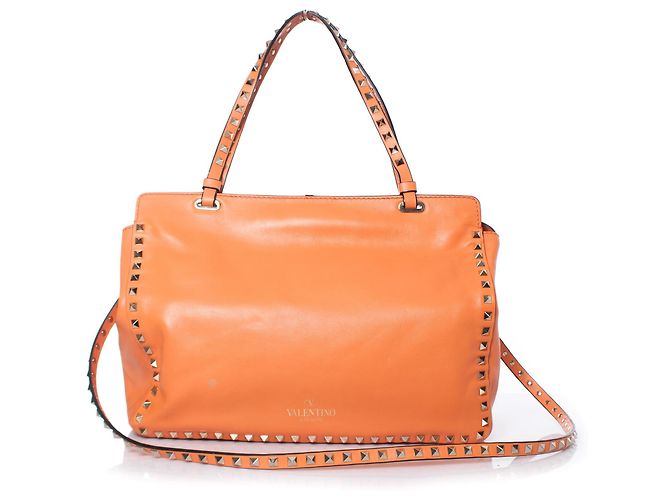 Valentino Garavani, Borsa tote Rockstud Trapeze arancione. - vista 4
