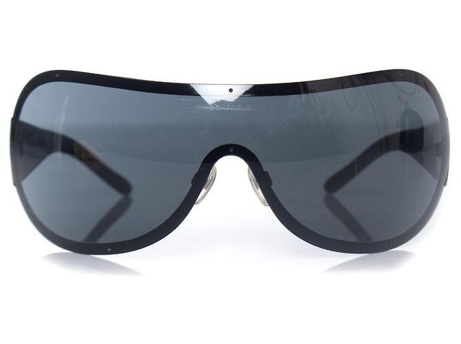 Chanel, Schild-Sonnenbrille mit Strasssteinen Schwarz - Ansicht 2