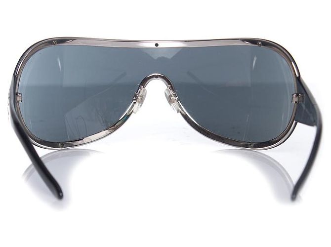 Chanel, Schild-Sonnenbrille mit Strasssteinen Schwarz - Ansicht 4