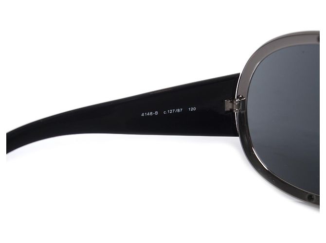 Chanel, Schild-Sonnenbrille mit Strasssteinen Schwarz - Ansicht 8