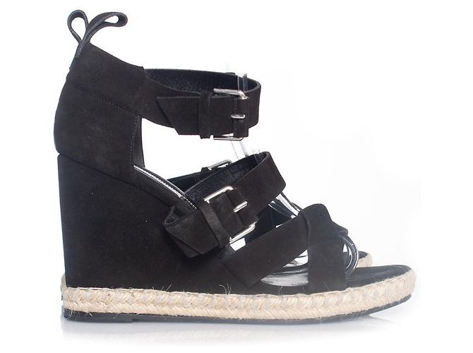 Balenciaga, sandalo con zeppa in camoscio Nero - vista 5